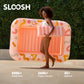 SLOOSH Inflatable Tanning Pool Lounger Float  70 x 46 Pool Floats mature-themed with Pillow  4 in 1 Suntan Tub Raft Floatie Sunbathing Bed Lounge for Water Blow Up Ball Pit Party Gifts  Pink Doodle