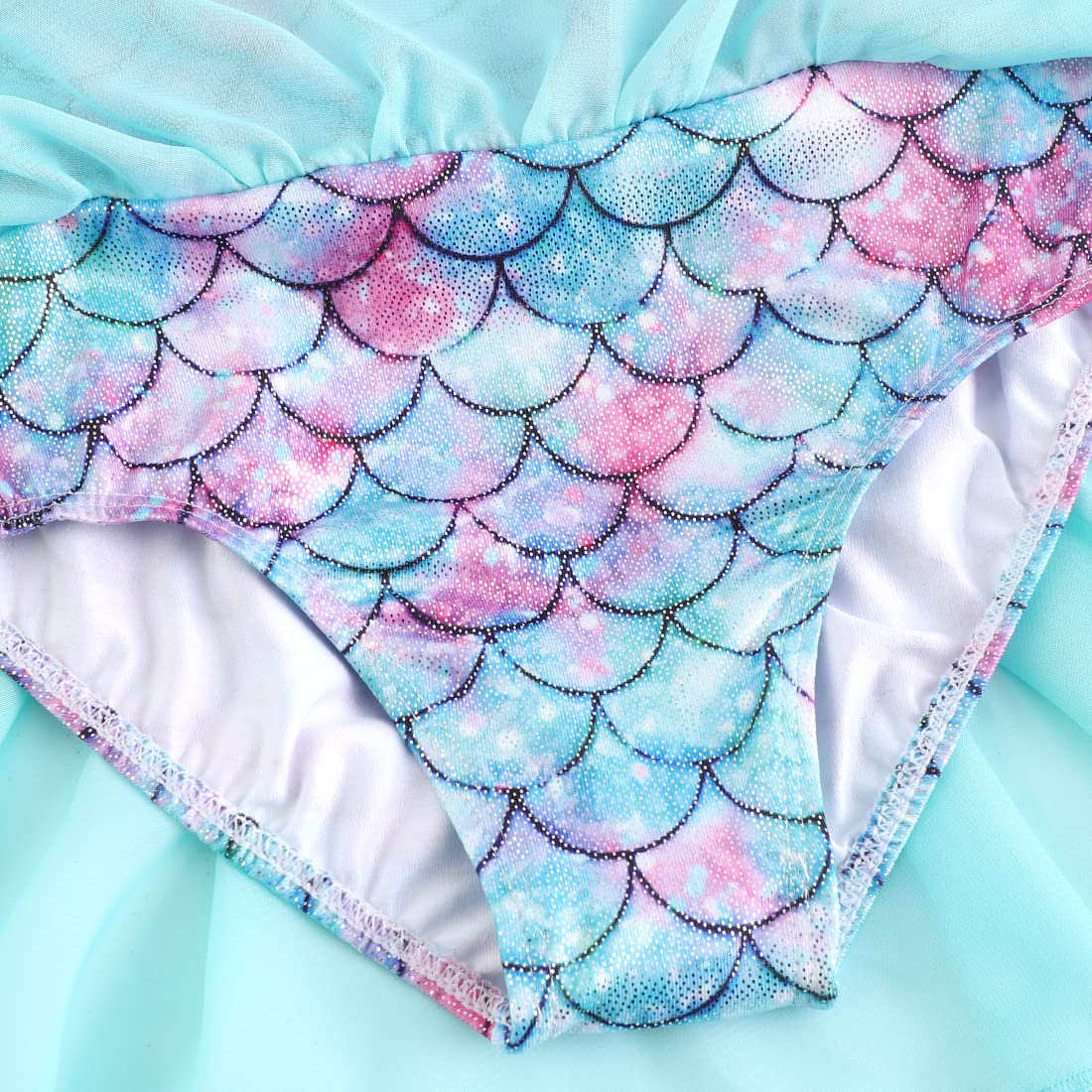 Eqsjiu Girls Gymnastics Leotards With Skirt Toddlers Dresses Skirts For Dance 2T 3T Mermaid Scales Green Aqua Colorful