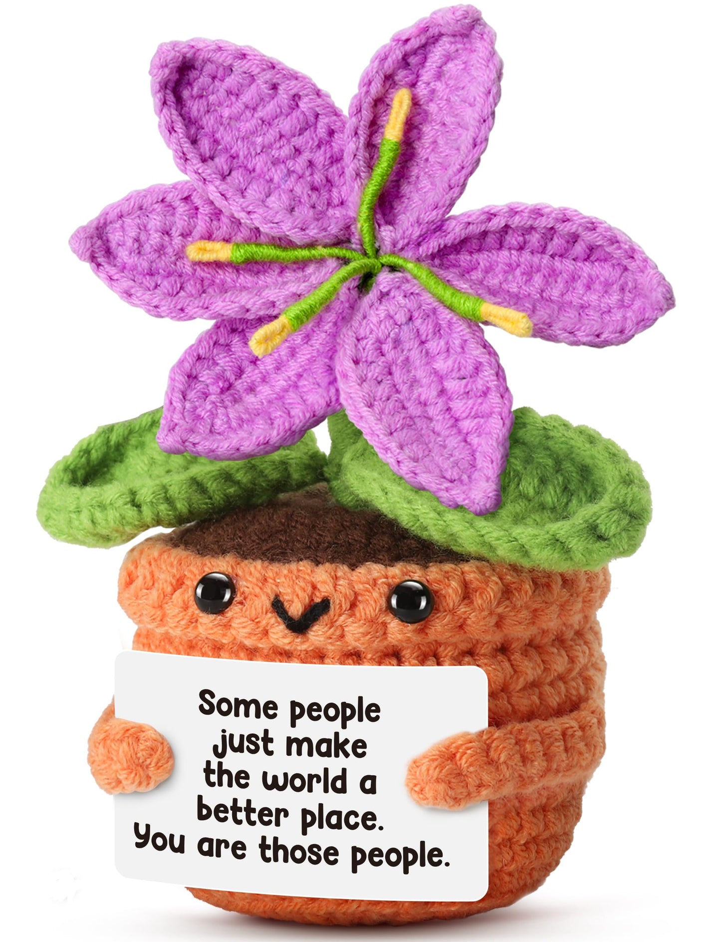 Ovrrcame Handmade Grateful Crochet Purple Lily Flower Doll with Appreciation Card - Thank You Gift for Women, Friends, Coworkers