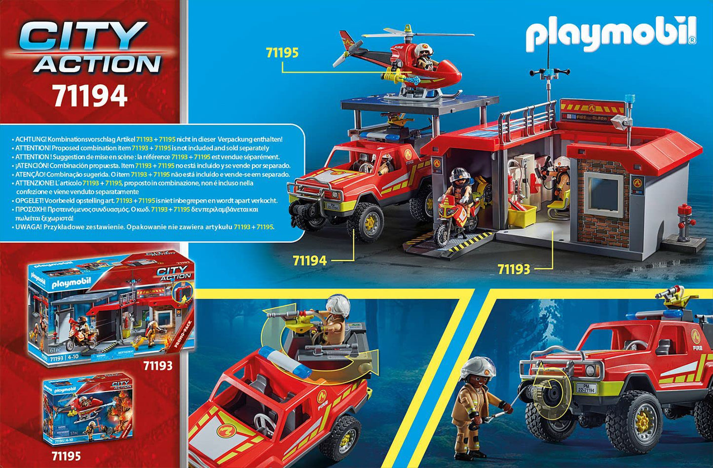 Playmobil Fire Rescue Truck - Multicolor, Plastic, Model 71194, One Size