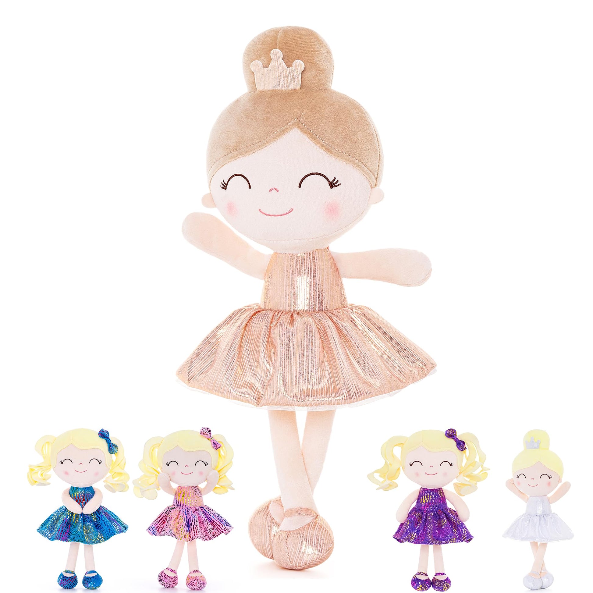 Gloveleya Baby Girl Gifts Baby Dolls Soft Doll Glitter Fish Scale Skirt Girl Pink 12Inches