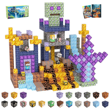 Magnetic Blocks  Magnetic Tiles Building Blocks  Magnet Cubes STEM Sensory Game Toys Christmas Birthday Gifts for Kids Boys Girls Age 3+ (decorative replica blade)