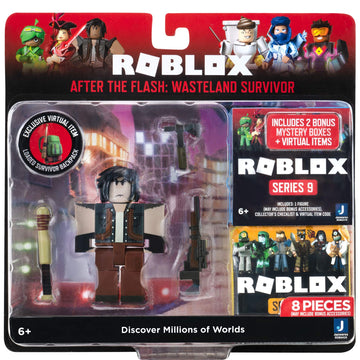 Roblox Action Collection - After The Flash: Wasteland Survivor Figure Pack + Two Mystery Figure Bundle [Includes 3 limited availability Virtual Items]