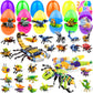 iGeeKid 24 Pack Prefilled Easter Eggs with Stem Building Toys for Boys Easter Basket Essential 12 in 1 Insect Themed Building Bl