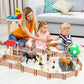 Peagprav Horse Stable Figurine Playset Horse Club With Rider Horse Wash Area Fence Figures Animal Toys Set Gifts For Girls And B