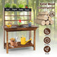 Costzon Kids Potting Bench, Wood Toy Gardening Center with 4 Pots, Chalkboard, Removable Sink, Storage Shelves, Mud Kitchen for
