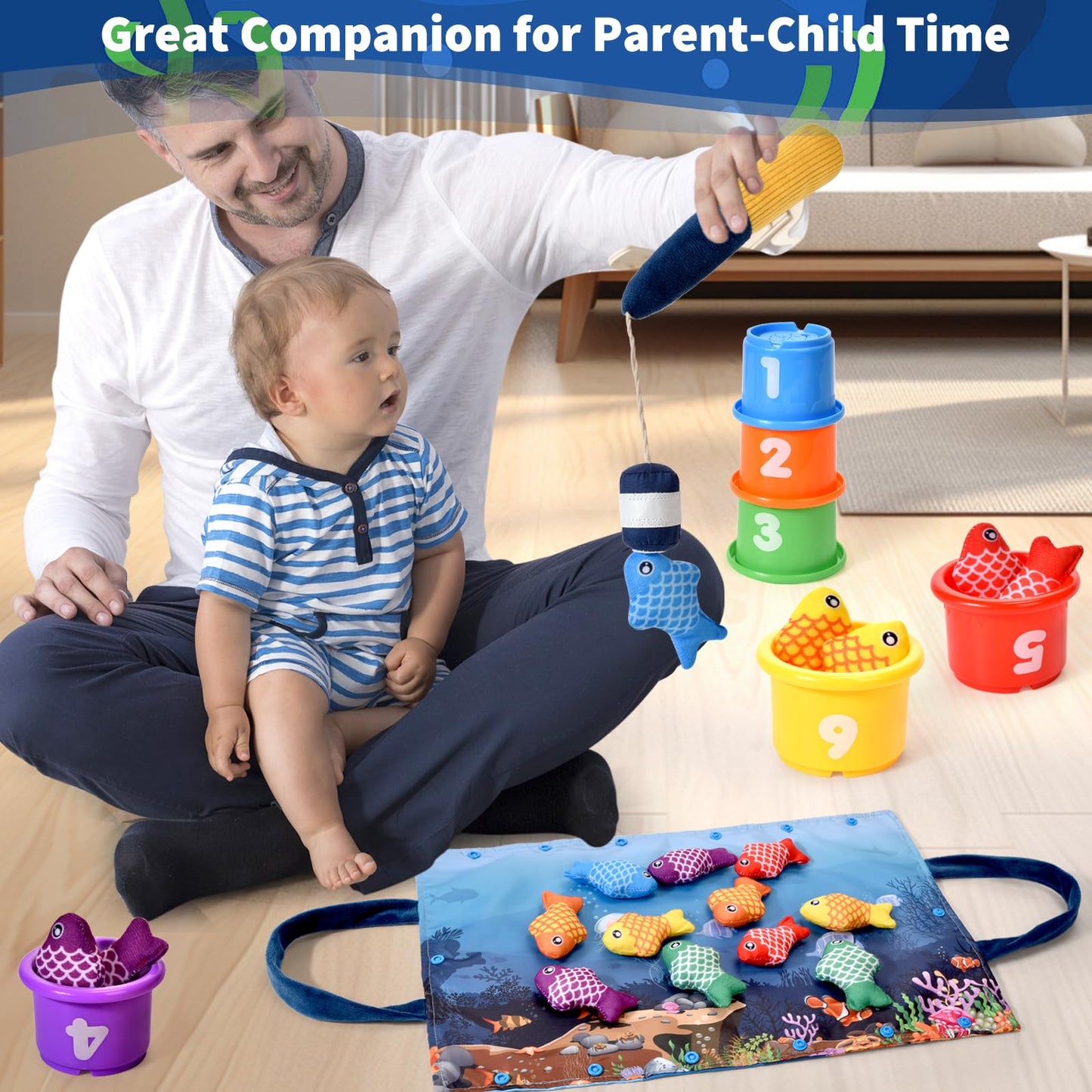 Montessori Toys For 1 Year Old,20Pcs Baby'S Sensory Toy First Fishing Toy Set For 1-3 Boy Girl Birthday Gift,Educational Learnin