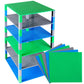 Strictly Briks Toy Building Block - Classic Baseplates 10 x 10 Brik Tower for Ages 3 Years and Up  6 Baseplates & 50 Stackers in Blue Green & Gray  56 Pc