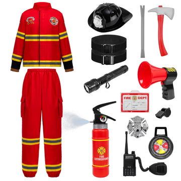 Spooktacular Creations Halloween Firefighter Costume for Kids  Boys Fireman Costume Set  Red Firefighter Roleplay Accessories for Toddler Dress-up and Career Cosplay Party (3T  3-4 yrs)