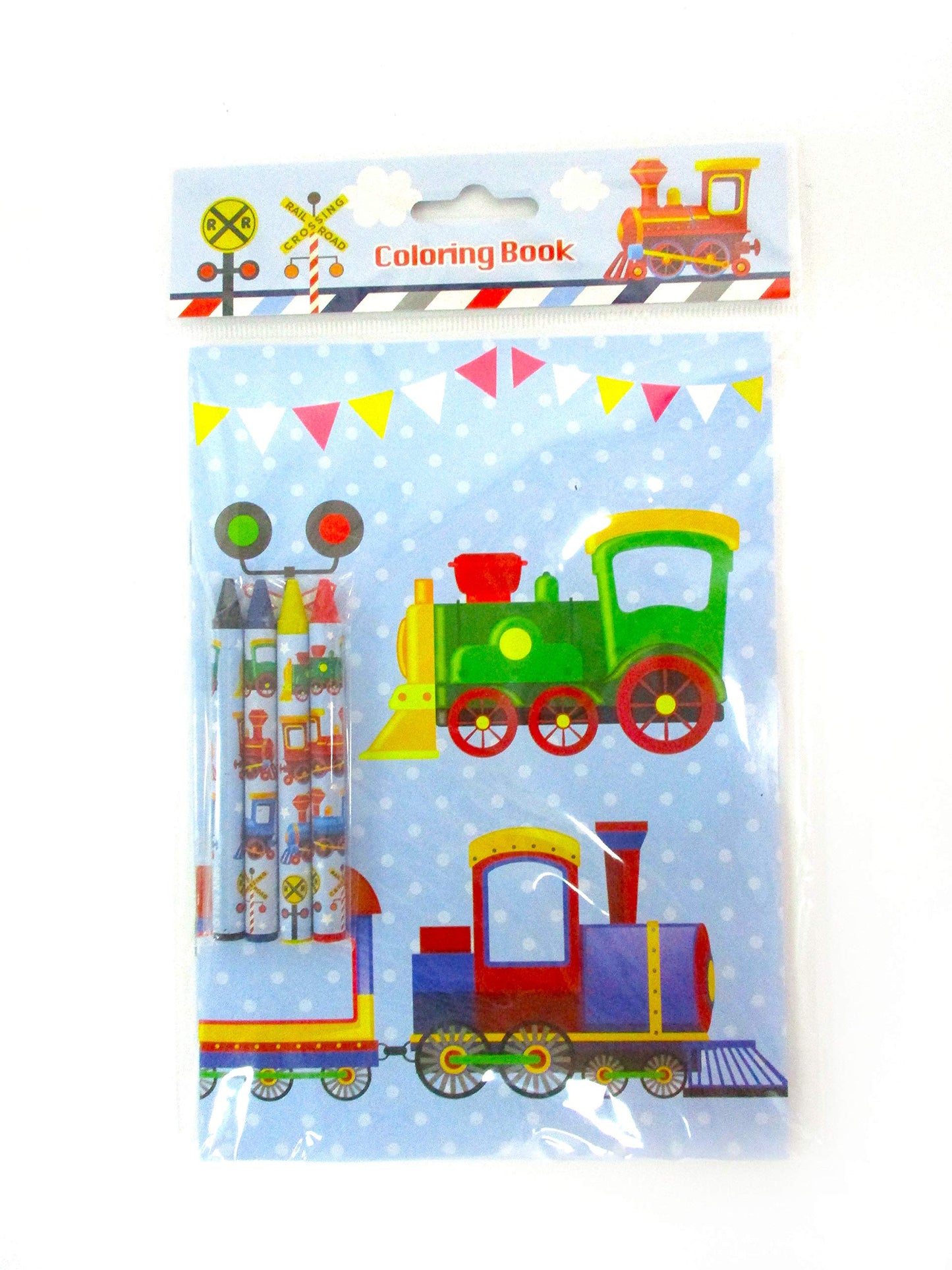 Tiny Mills Train Coloring Book Set with 12 Coloring Books and 48 Crayons Train Birthday Party Favor Bag Filler Rewards Classroom