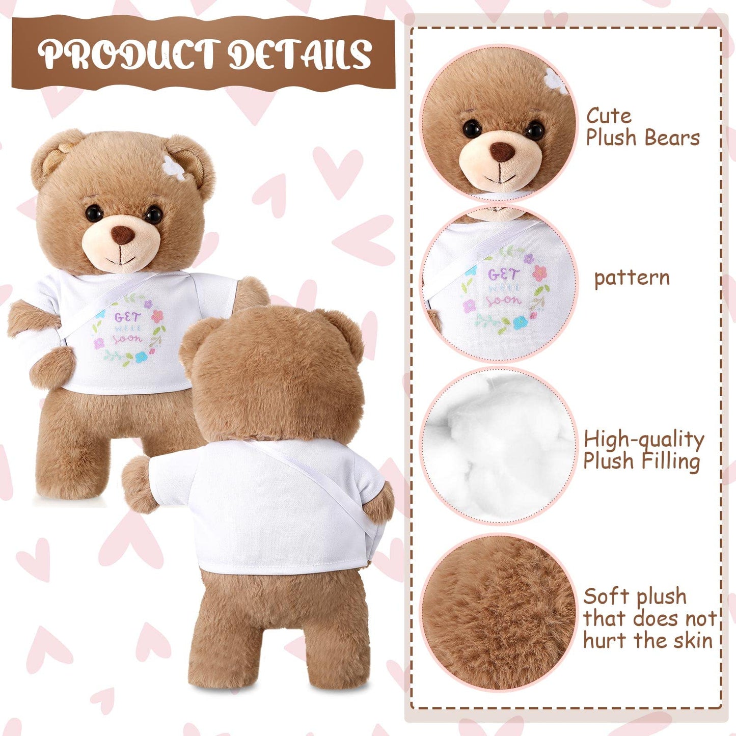 Deekin Broken Arm Gifts for Kids Get Well Soon Bear Stuffed Animal Gifts Bear for Kids mature-themed with Broken Arm After Surgery Soft Bandage Plush Bear 10 Inches (Get Well Soon)