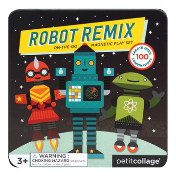 Petit Collage Magnetic Play Set, Robot Remix – Mix & Match Magnetic Game Board, Ideal For Ages 3+ – Includes 2 Magnetic Scenes And Over 25 Magnet Pieces, Ideal Travel Activity For Kids