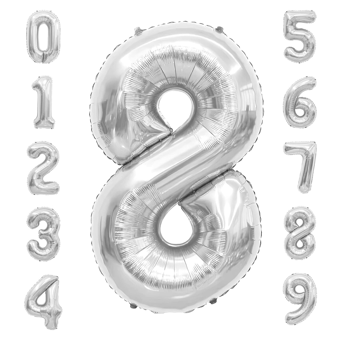 Number Balloon 40 Inch, Number Balloons Silver, Number 8 Balloon, Birthday Large Foil Silver Balloons, Birthday Party Graduation