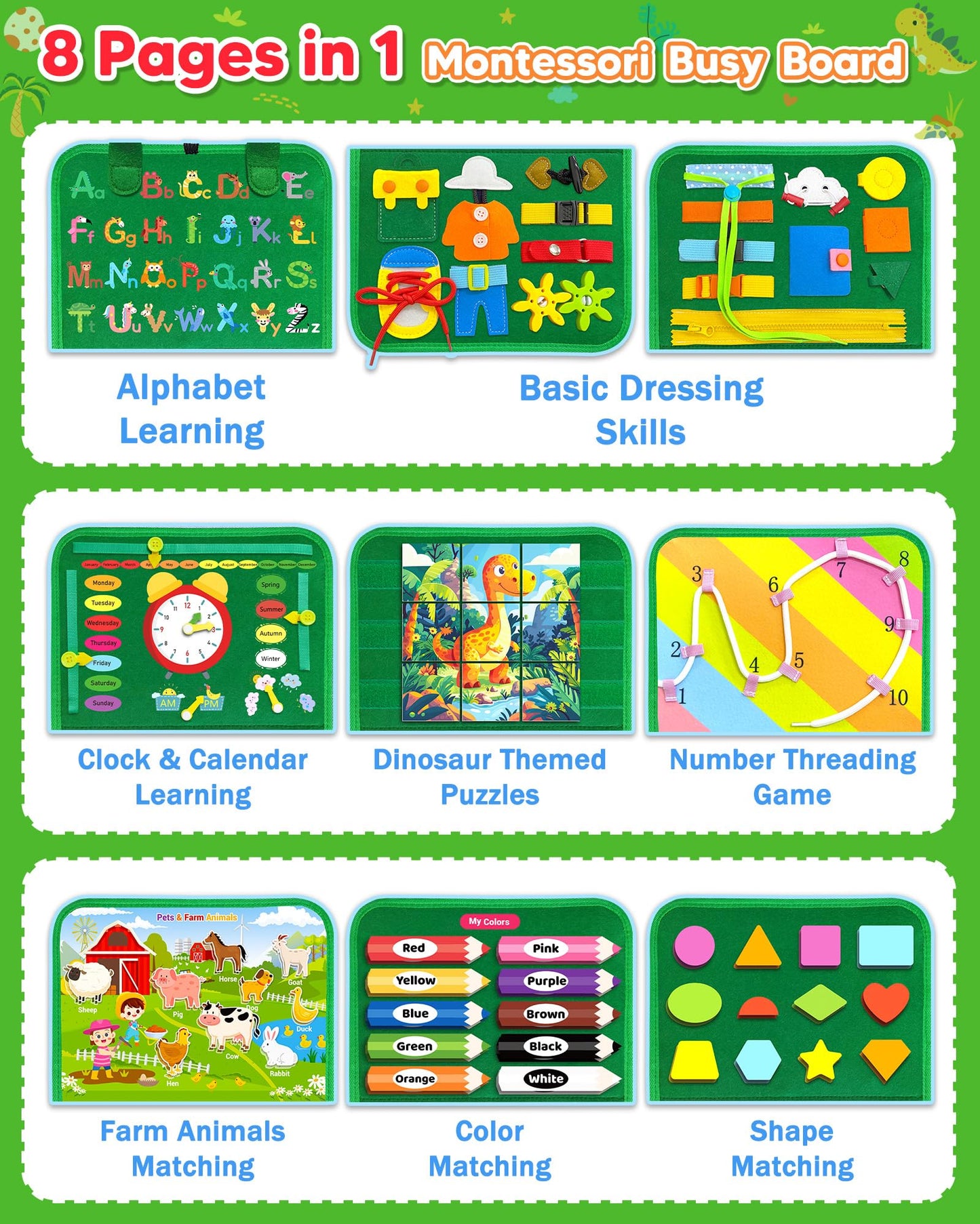 Gojmzo Busy Board Montessori Toys For Toddler Year Old Boy Girl Birthday Gifts, Busy Book Sensory Toys For Toddlers, Learning Ed