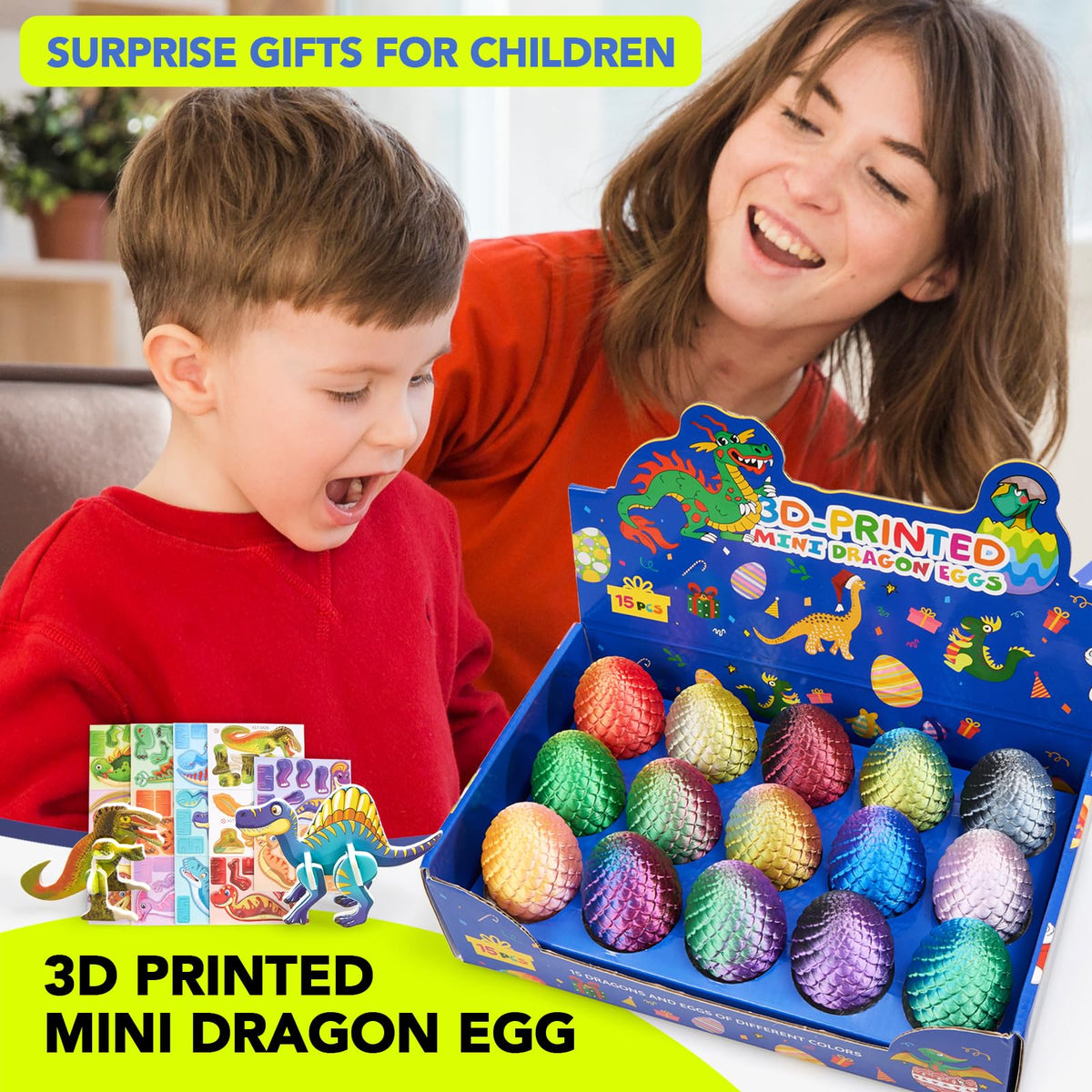 Dak Haan 15PCS 3D Printed Dragon Egg 3D Dragon Eggs Set with Display S ...