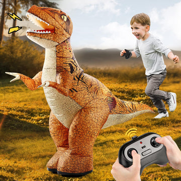 TOPMVP 2.4GHZ Remote Control Inflatable Dinosaur Toy for Kids,Electric Toy Dinosaur with Sound & 360Rotation,Rechargeable Walkin