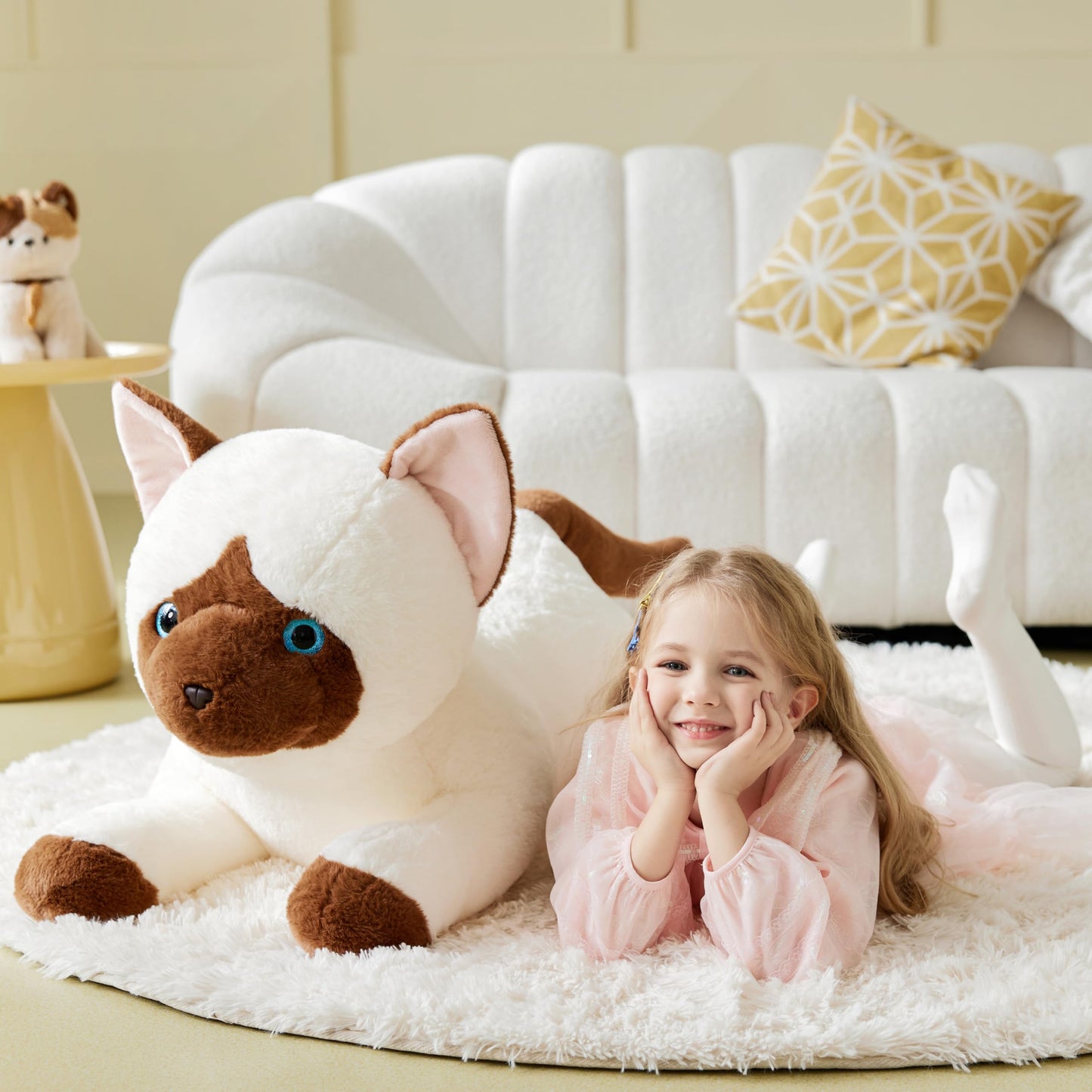 IKASA Giant Siamese Cat Plush Toy, 30" Jumbo Soft Fluffy Polyester Stuffed Animal, Cute Gifts for Kids