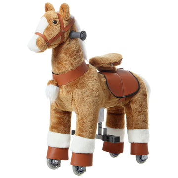 PONYEEHAW Ride on Horse Toys  Kids Riding Horse Toys Ride on Toys for 3-6 Years Old  enhanced Plush Animals Toys Walking Horse with Wheels (Brown  25.9 L x 12.2 W x 28.3 H)