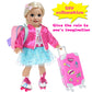 18 Inch Doll Clothes And Doll Accessories Case Luggage Travel Play Set Include Suitcase, Jacket, Dresses, Backbag, Roller Shoes, Hairband, Sticker Etc (No Doll)