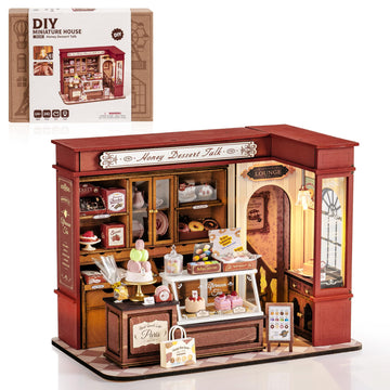 Robotime Diy Miniature House Kit, Mini Wooden Dollhouse Kit For Adults, Building Kit With Led Light, Diorama Model,Halloween/Chr