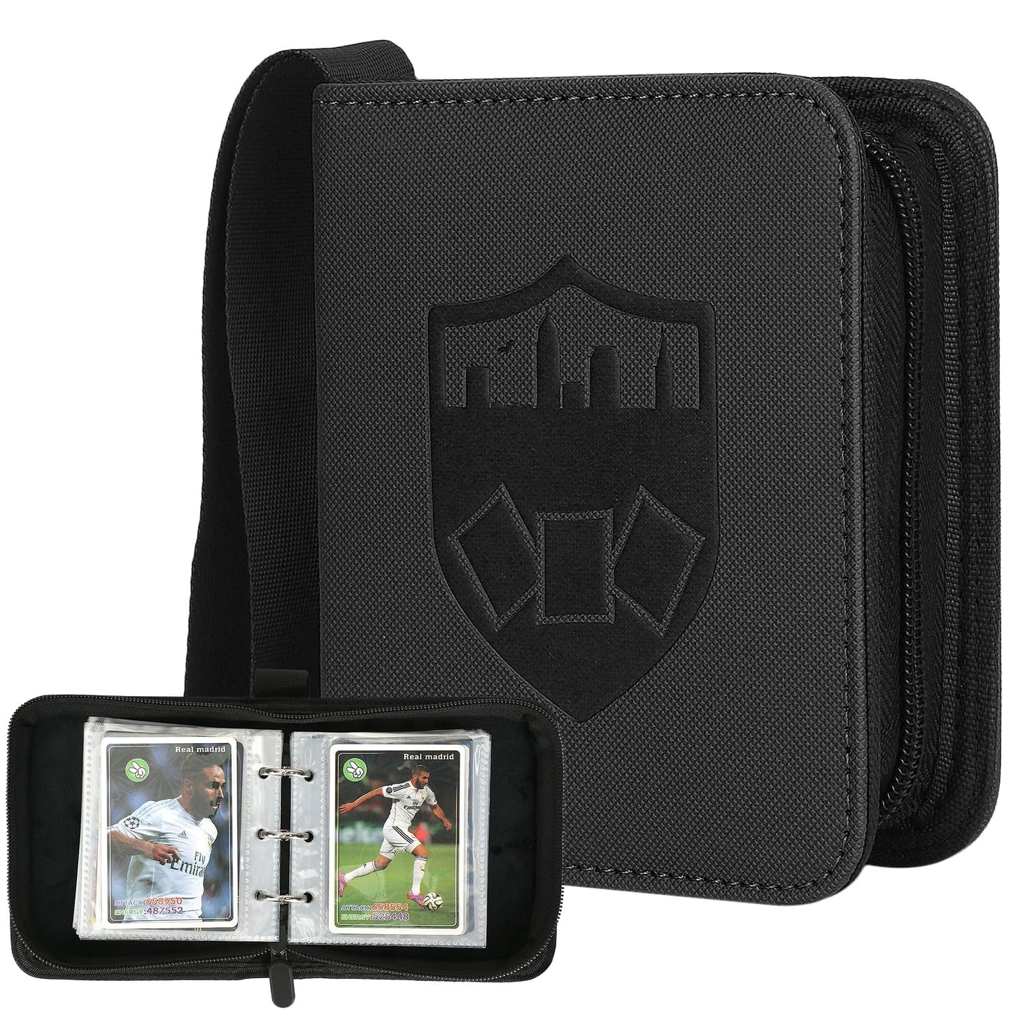 GERMUN Mini Card Binder 1 Pocket  80 Pockets Trading Card Binder  enhanced Small 2 Pocket Trading Card Collection Album Folder with 40 Sleeves Double Sided - Gifts for Kids (Black)