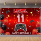 Level 11 Unlocked Backdrop Banner Decorations Video Game On Happy 11th Birthday for Boys Kids Red and Black 11 Years Old Level U