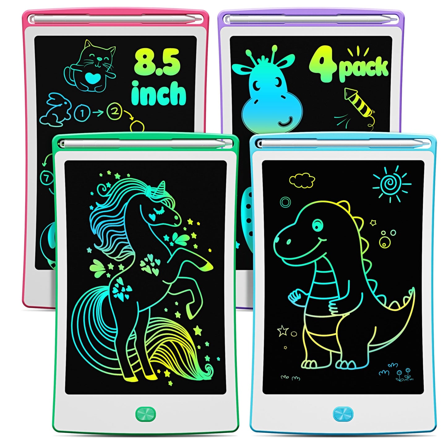 Magic Jimmy 4 Pack LCD Writing Tablet, 8.5 Inch Colorful Toddlers Drawing Tablet for Kids, Creative Doodle Board Drawing Pad, To