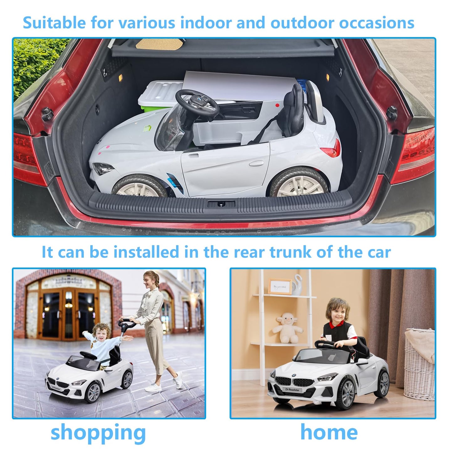 Voupou Push Ride-On Car For Toddlers 1-3, Licensed Bmw Z4 Toddler Push Car With Adjustable Push Rod/Horn Music/Silent Wheel, Push Car For Baby Birthday Gift (White)
