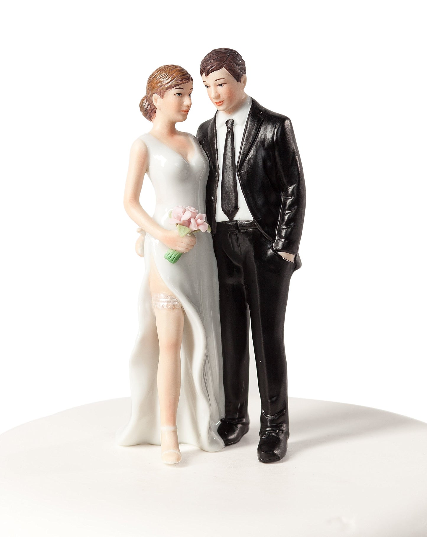 Wedding Collectibles Cake Topper - Funny Sexy Tender Touch Figurine, 5.25" Porcelain, Humorous Bride & Groom Decor