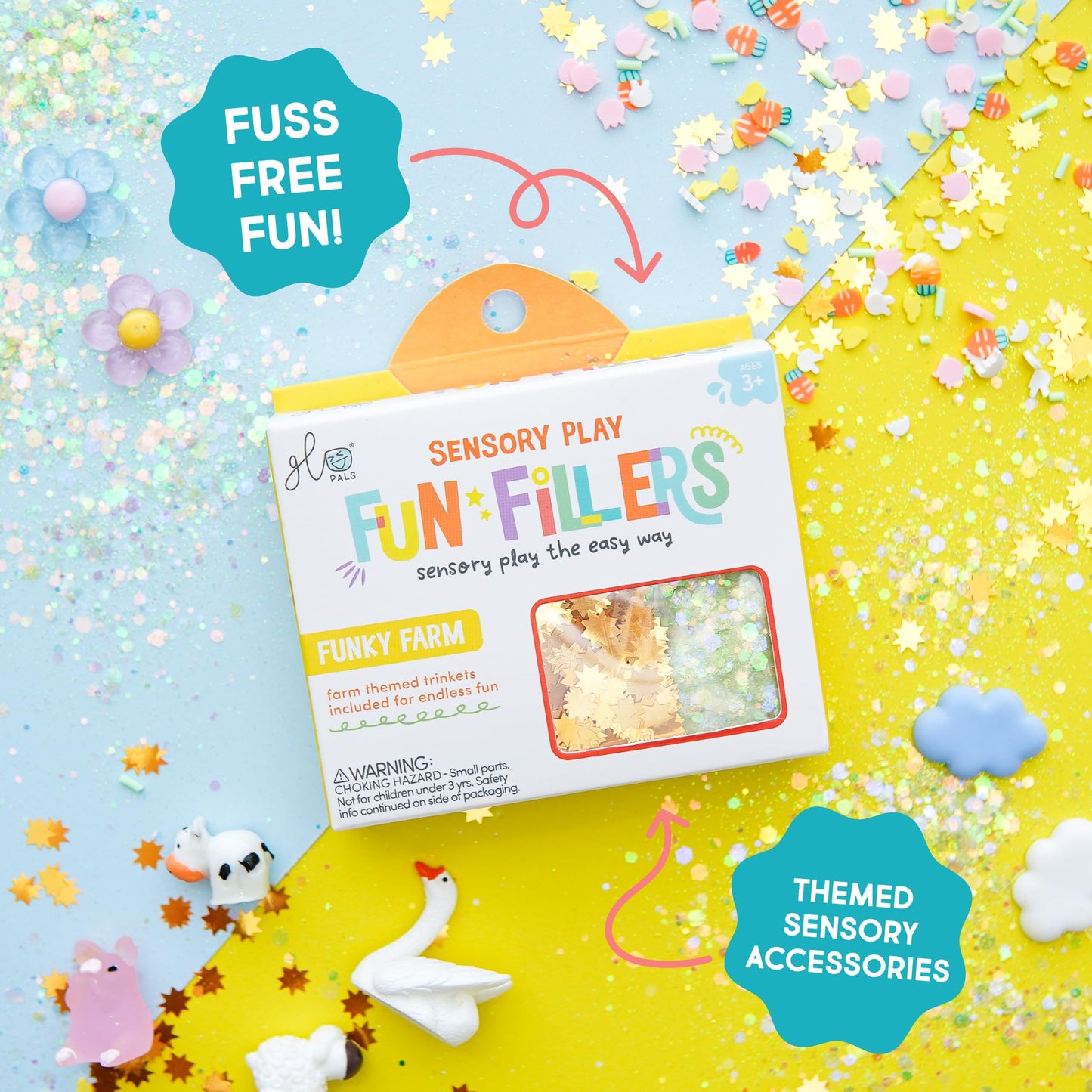 Glo Pals Fun Fillers Sensory Play Accessories Pack, Themed Accessories For Sensory Bins (Epic Adventures – Fairy, Farm, Safari, Sea + Space)