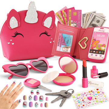 Play Purse For Little Girls, Kids Purse With Accessories For Toddlers Girls Age 4-6 3-5, Toddler Purse With Pretend Play Makeup 