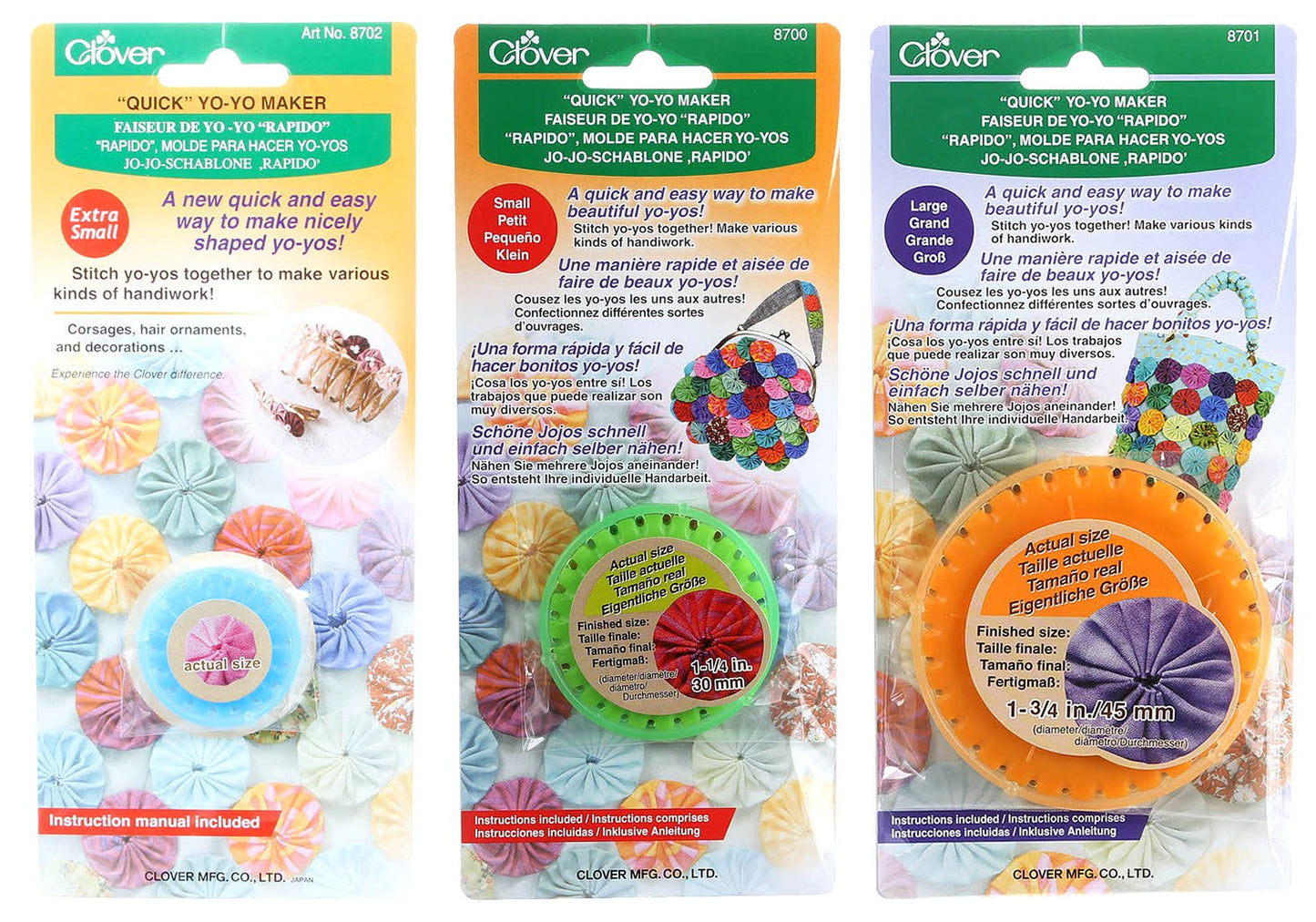 Bundle Of Three (3) Quick Yo-Yo Makers: Extra Small (Makes 3/4' Yo-Yos), Small (Makes 1.25' Yo-Yos), And Large (Makes 1.75' Yo-Yos)