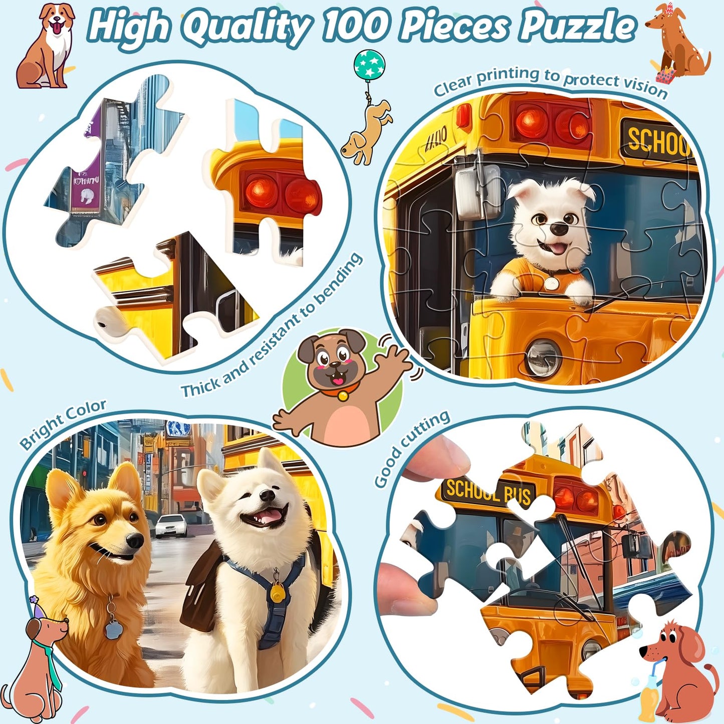 Puzzles for Kids Ages 4-8 100 Piece Puzzles for Kids Dog Cat Puzzle for Kid Ages 4-6 6-8 8-10 Large Piece Jigsaw Puzzle for Children Senior mature-themed Educational Puzzle Toys Preschool Birthday Gifts