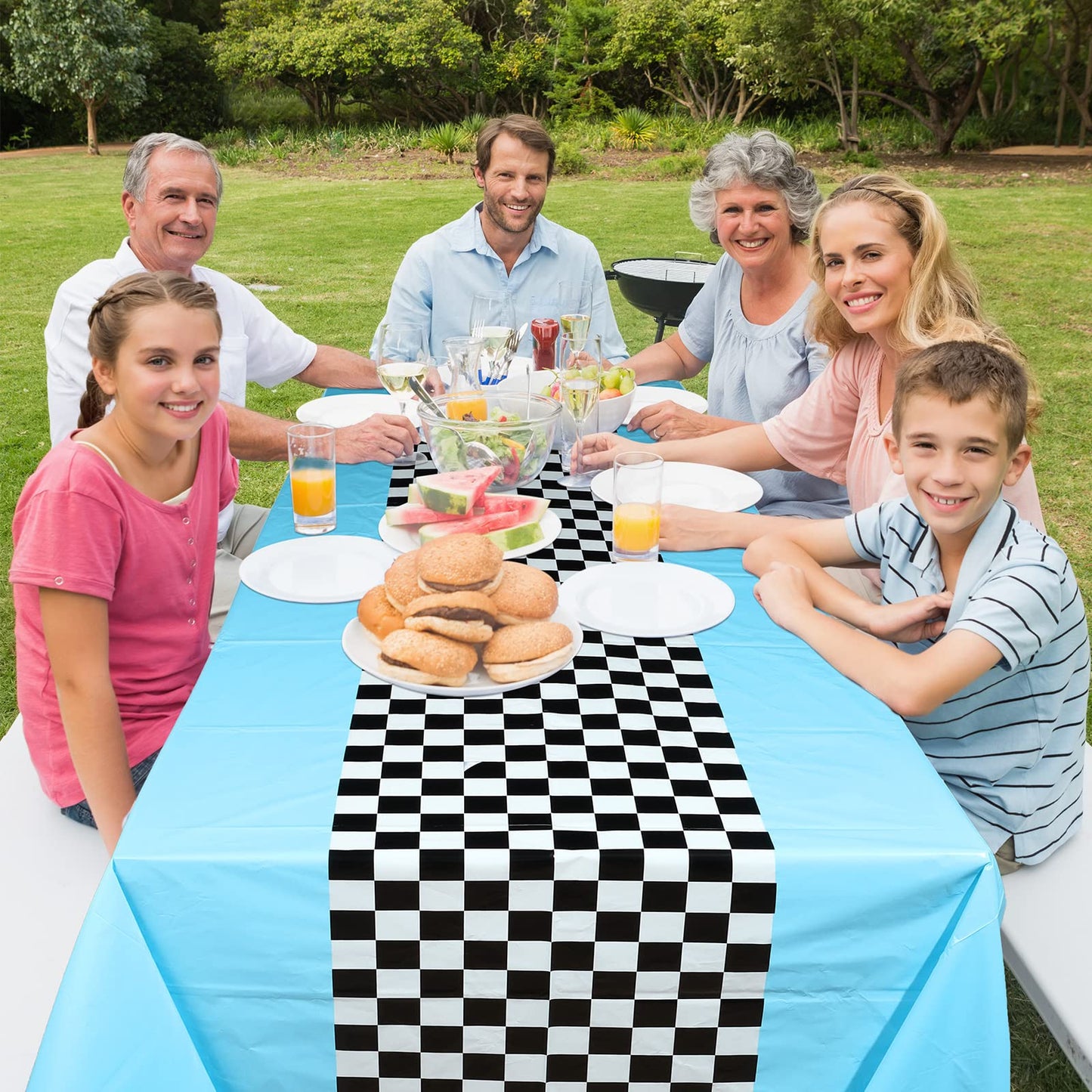Irenare Car Birthday Party Supplies Racing Decorations 50S Party Tablecloth Racetrack Table Runner Table Covers For Kids Boy Car Theme Birthday Decor, 54 X 108 Inch(Sky Blue,3 Sheets)