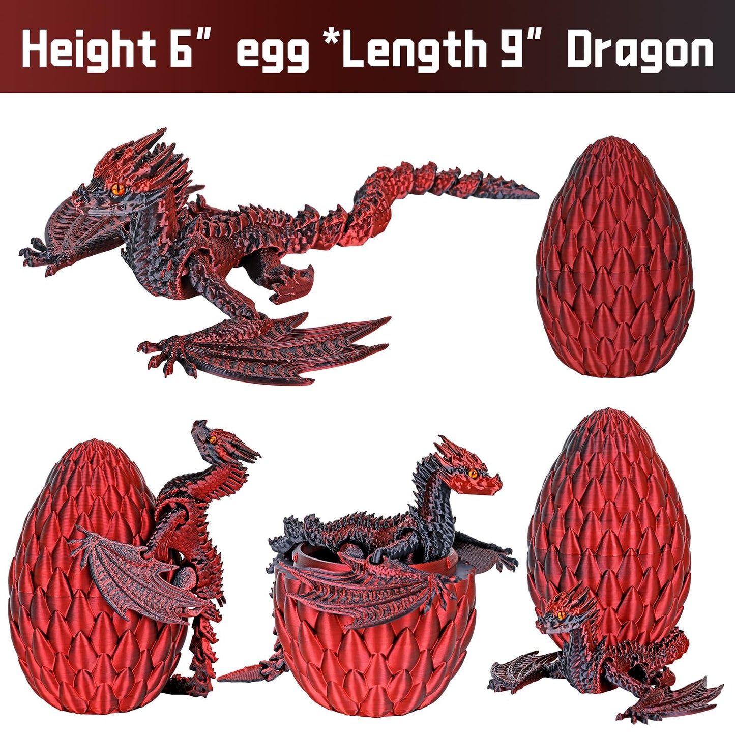Jefuzh 3D Printed Dragon,Flying Mystery Dragon Eggs Easter Articulated Dragon,3D Printed Crystal Dragon With Wings,3D Dragon Egg