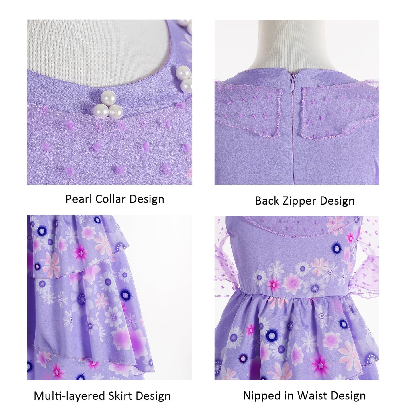 Foierp Isabella Dress For Girls Encanto Costume Dress Up Clothes Halloween Cosplay Party Outfit With Garland