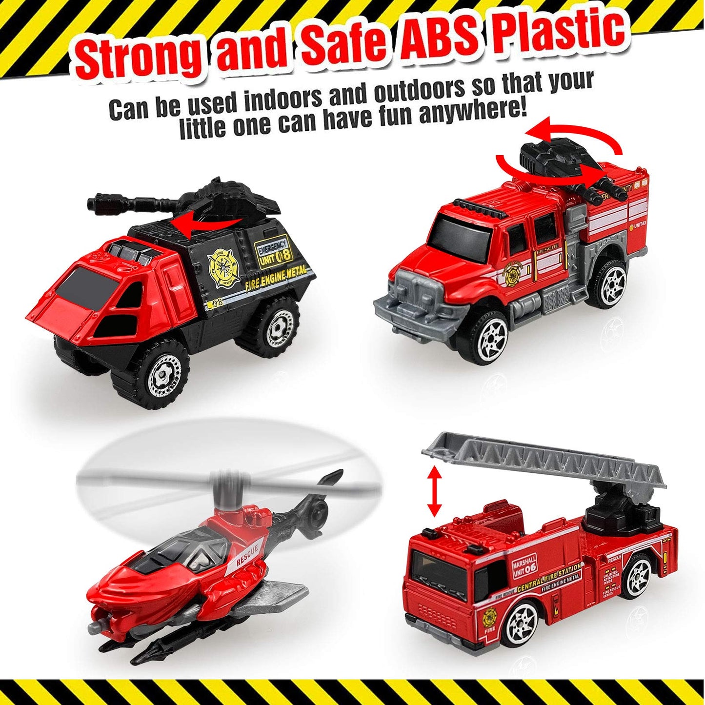Diecast Fire Rescue Truck Vehicle Set, Alloy Metal Fire Truck Model Car Toys, Realistic Mini Rescue Emergency Fire Truck Car Toy