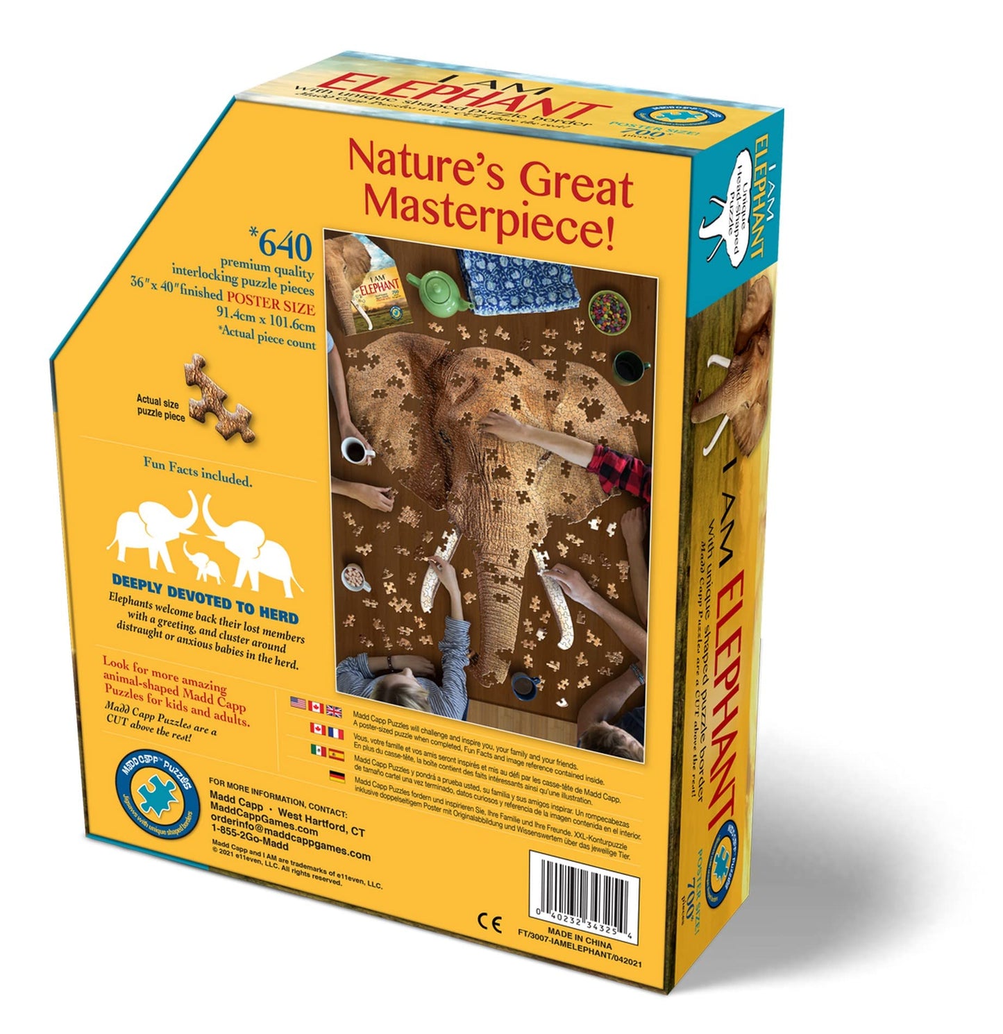 Madd Capp Puzzles - I Am Elephant - 700 Pieces - Animal Shaped Jigsaw Puzzle