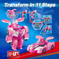 Super Wings Transformer Toys - 7" Robot & 2" Mini Dizzy, 2-in-1 Racing Car-Action Figure, Pink, Model EU770354 for Ages 3+