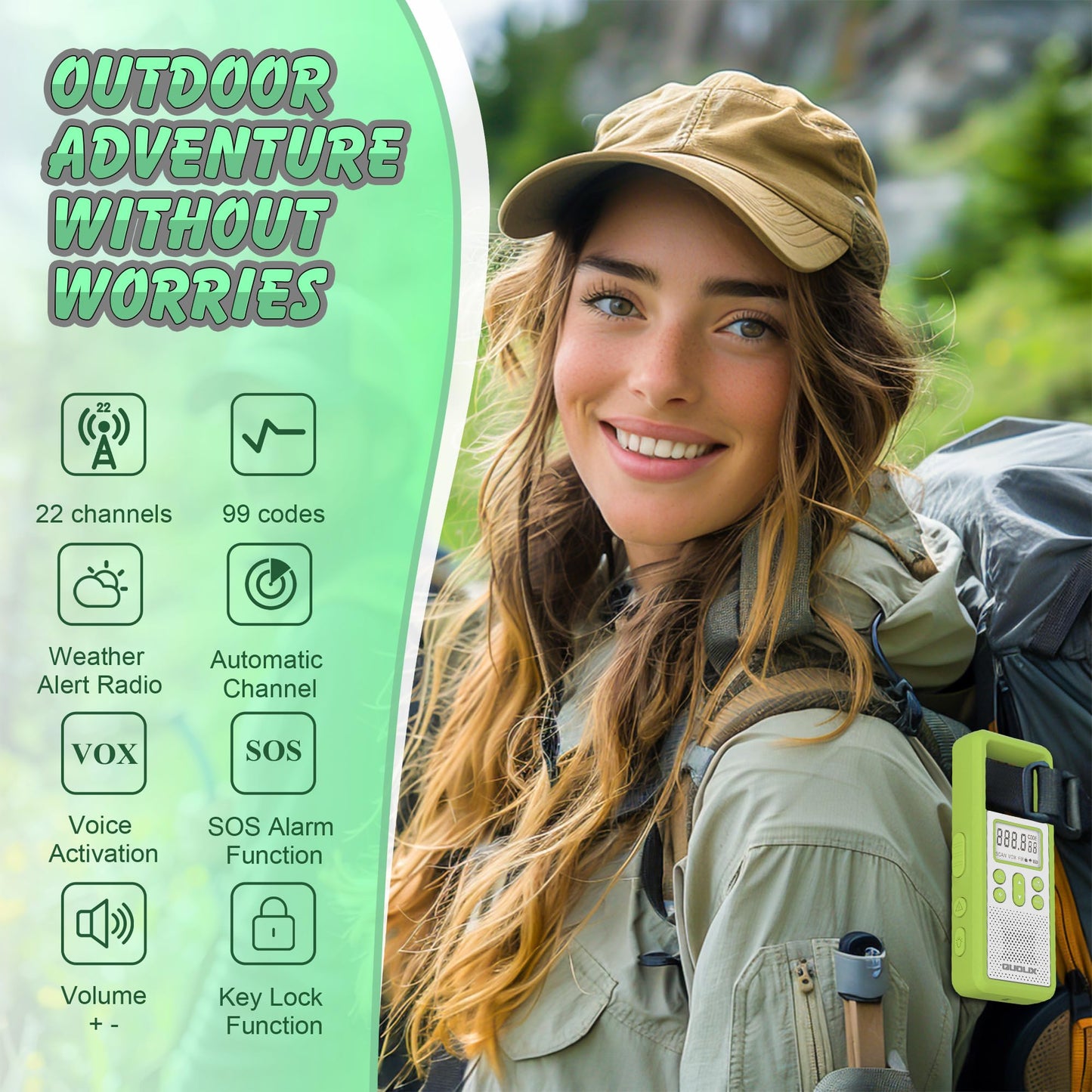 Rechargeable Walkie Talkie For Long Range 2 Pack,With Fm/Noaa, Weather Alert, Led Flashlight-Usb Charging,Volume Adjustment, Lde
