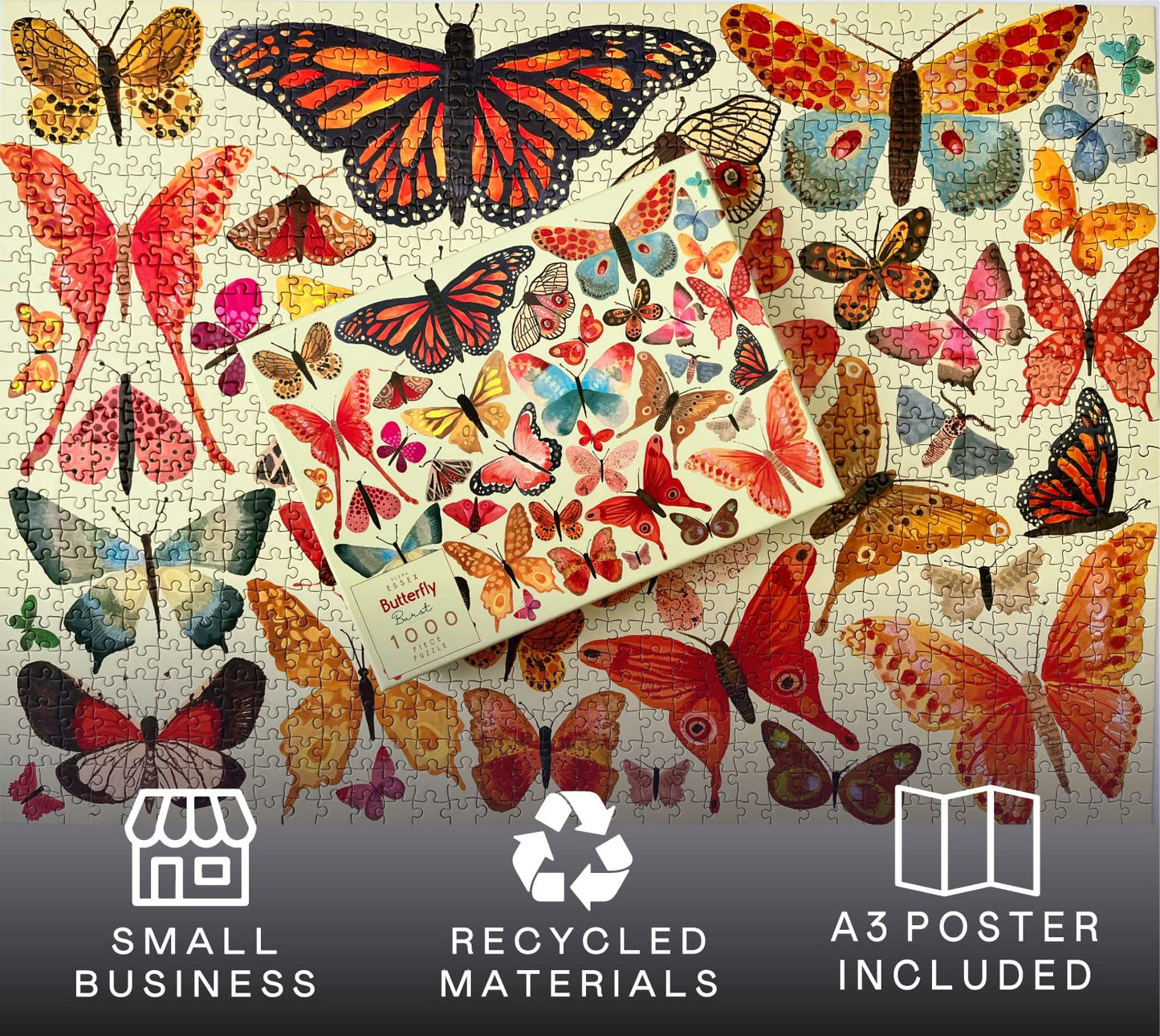 Elena Essex 1000 Piece Puzzle - Tiger Lounge, Butterfly Beauty, Cardboard, Model: Fig Tree