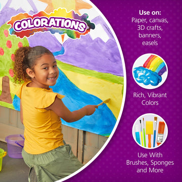 Colorations Paraben-Free Metallic Simply Washable Tempera Paint- Set Of 6, 8 Oz. Each