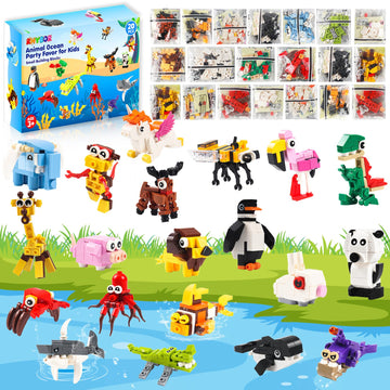 Party Favors For Kids 20 Pack Animals Building Blocks Set,Goodie Bags Stuffers For Kids Birthday Party Favor Return Gifts Valent