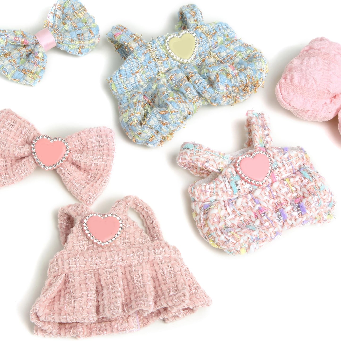 enhanced Doll Clothes for Labubu - elegant Chic Style Set for 17cm Dolls  Doll Outfit for Display  Collectors  Gift - Cute Miniature Fashion Accessories - Pink Heart (No Dolls)