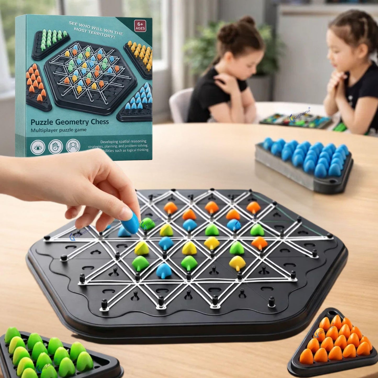 Graphene Chain Triangle Chess Game Board Games For Kids Adults Family Fun Night Chess Set Triangle Rubber Band Game Chain Board 