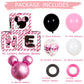 1St First Birthday Party Favors Balloon Boxes Supplies For Baby, Girls 3Pcs Pink Mouse Theme One Year Old Balloon Boxes, 'One' L