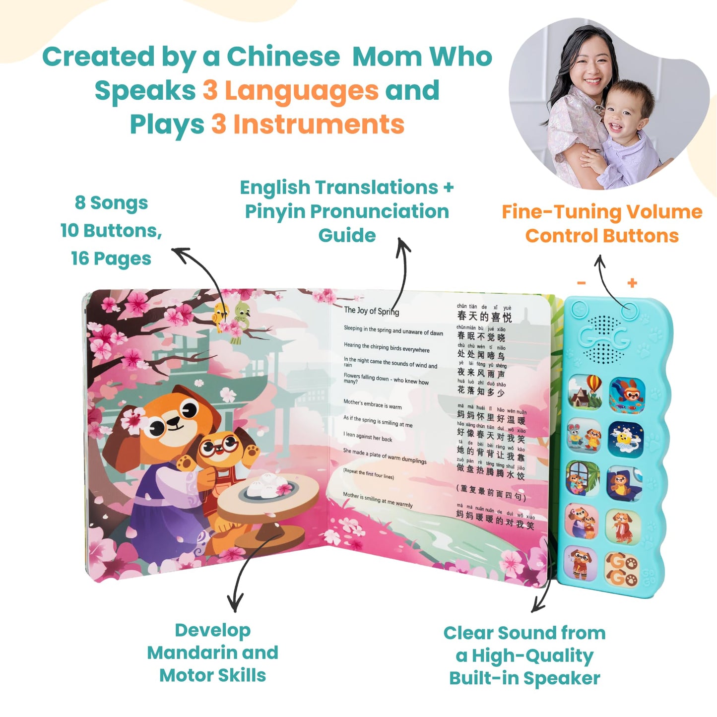 Go Go Learning Chinese Is Fun Vol. 2: Bilingual Chinese English Books For Kids With 8 Songs, Chinese New Year Gifts, Learn Chine