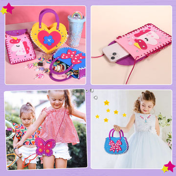Toylink First Sewing Kit For Kids Beginners Arts Crafts For Girls Ages 4 5 6 7 8 Learn To Sew Unicorn Purse Bags Picture Frame Pen Holder Diy Felt Craft Kits Toddler Gifts