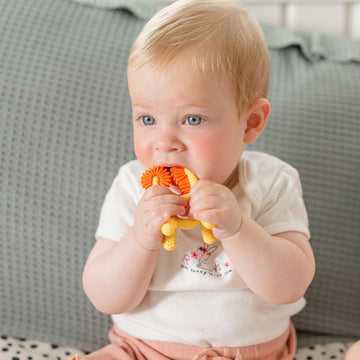 Nuby Silicone Geo Zoos Teether - Giraffe Teething Toy For Babies 3+ Months - Soothes And Massages Sore Gums