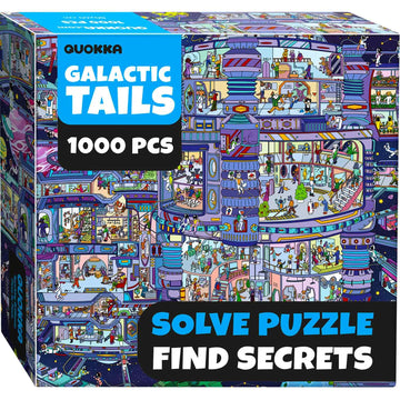 QUOKKA 1000 Piece Jigsaw Puzzle - Galactic Tails, Cardboard, Model SF1000Space-AU, Premium Box, Fun Challenges for Relaxation & Creativity